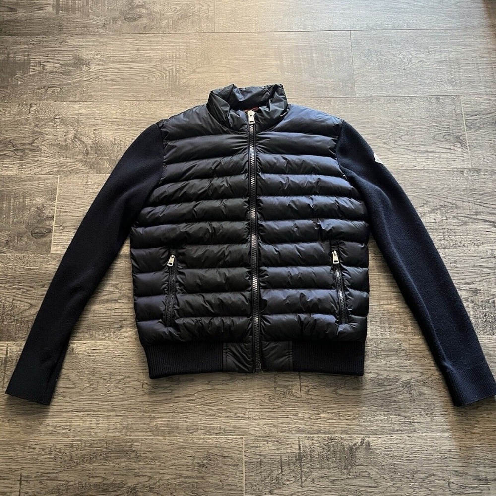 Moncler Jacket Men's authentic goose down quilted navy size 1 small